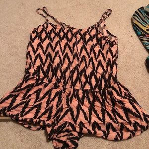 pink and black romper